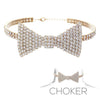 Fabulous Sparkling Crystal Choker Bow Tie Necklace, 12"+5" Extender (Clear Crystal Gold Tone)