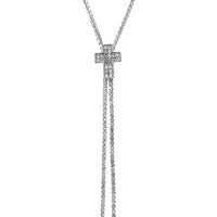 Stunning Lariat Slider Cross Crystal Necklace, 47"