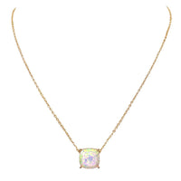 Cushion Cut Glitter Pendant Necklace