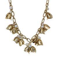 Flower Faux Pearl Statement Collar Necklace