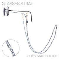 Colorful 2mm Faceted Glass Crystal Bead Reader Eyeglass Strap Face Mask Holder Necklace, 28" (Metallic Silver)