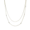 Mirror Flat Link Gold Tone 2 Strand Multi Chain Necklace With Simulated Pearls, 28"/32"+3" Extension