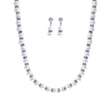Classic Simulated Pearl And Crystal Rhinestone Bridal Necklace With Hypo Allergenic Earrings Set 16
