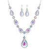 Crystal Rhinestone Teardrop Bridal Necklace and Earrings Set (AB Crystal)