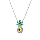 Fun and Fruity Glass Crystal Pineapple Statement Pendant Necklaces, 16-19