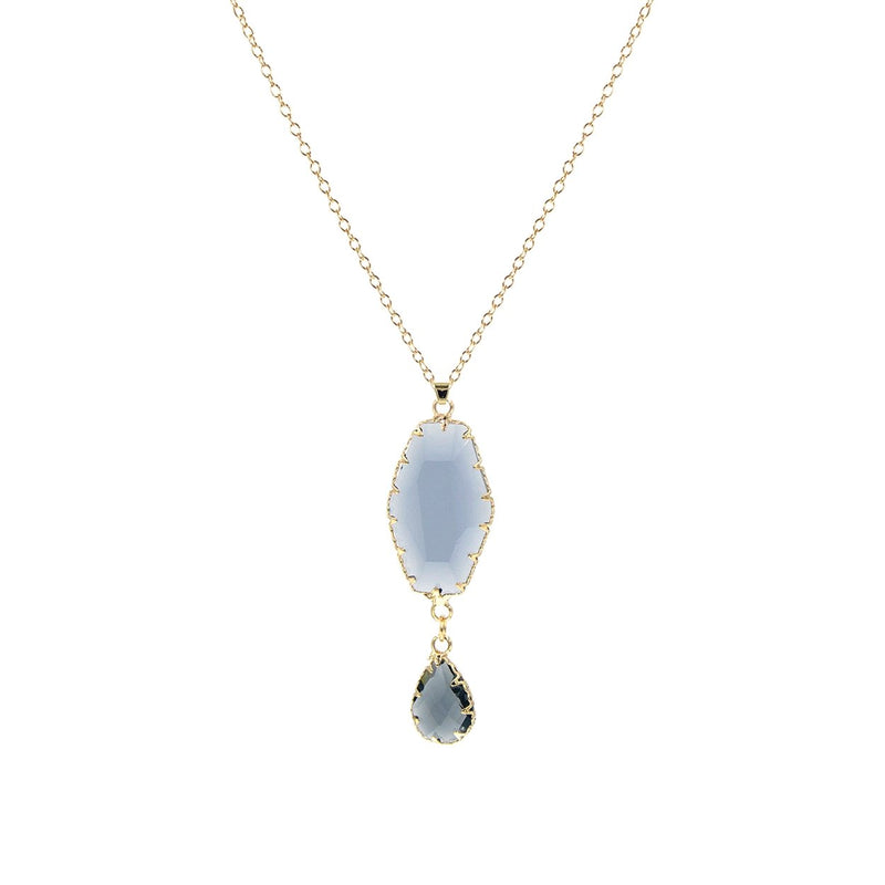 Stunning Black Diamond Glass Crystal Hexagon Charm Pendant Necklace, 16"+3" Extender