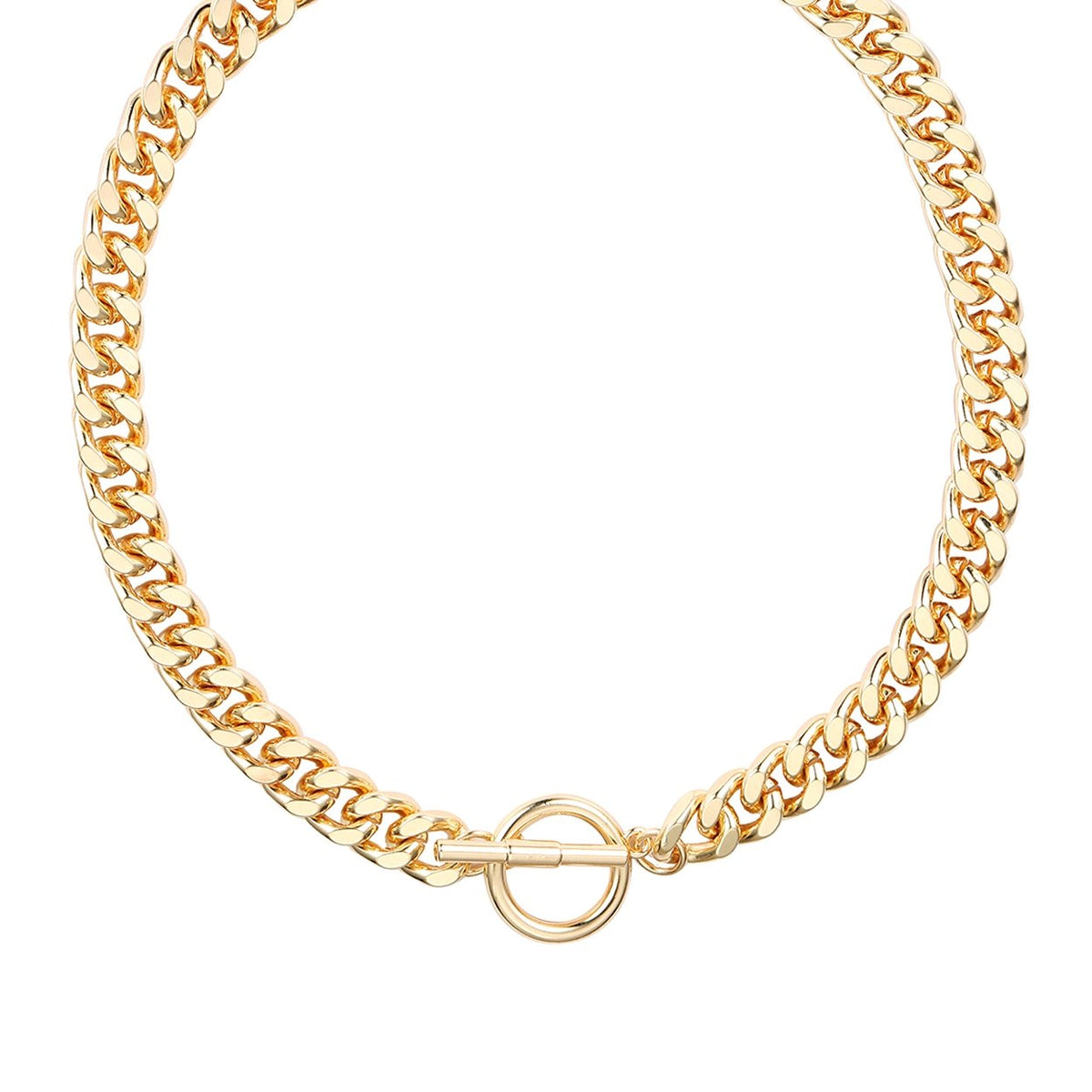 Stunning Polished Gold Tone Chunky Curb Link Chain Toggle 