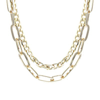 Stunning Polished Gold Tone Oblong Link Chain Collar Strand Necklace, 16"-18"+3" Extender (18-21 Inch, Set Of 2 Oblong And Curb Chain, Gold Tone)