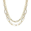 Stunning Polished Gold Tone Oblong Link Chain Collar Strand Necklace, 16"-18"+3" Extender (18-21 Inch, Set Of 2 Oblong And Curb Chain, Gold Tone)