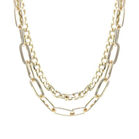 Stunning Polished Gold Tone Oblong Link Chain Collar Strand Necklace, 16"-18"+3" Extender (18-21 Inch, Set Of 2 Oblong And Curb Chain, Gold Tone)