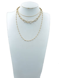 Chic Polished Multi-Strand Metal Links Chain Necklace, 21"+3" Extender (Gold Tone)