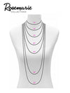 Women's Metal Multi Flower Collar Necklace, 15"-18" with 3" extender (Warm Pink)