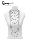 Women's Extra Long Mother of Pearl Coin Disc Necklace and Earring Jewelry Set, 30" to 33" with 3" Extender