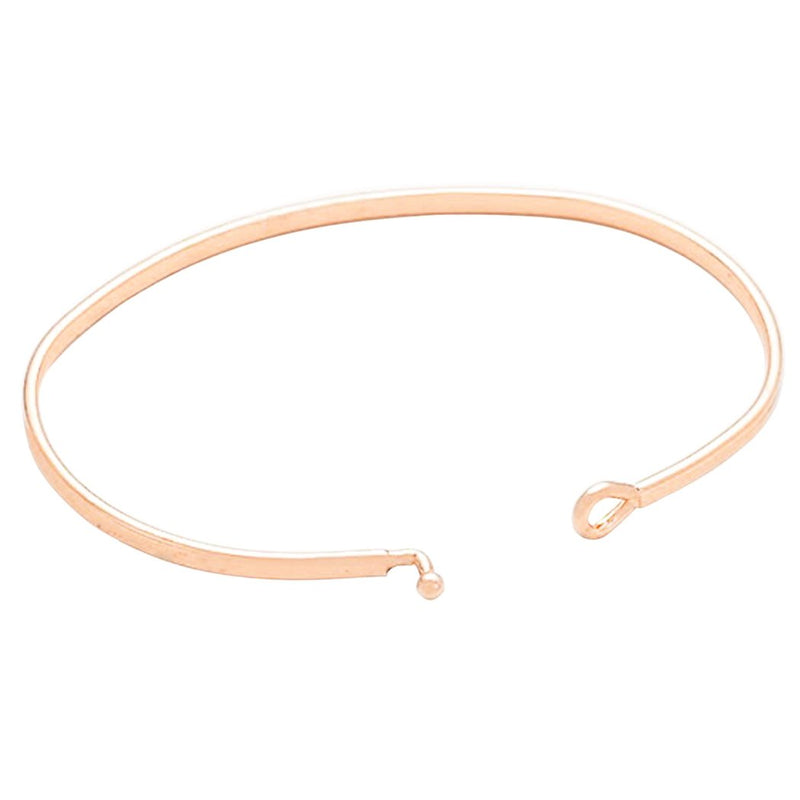 Inspirational Thin Hook Bangle Bracelet "Be Brave" (Rose Gold)