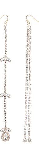 Stunning Extra Long Crystal Rhinestone Mismatched Strands Shoulder Duster Earrings, 5.75"