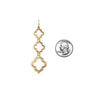 Sleek Matte Metal Textured Quatrefoil Dangle Moroccan Style Earrings, 2.75" (Matte Gold Tone)