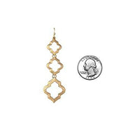 Sleek Matte Metal Textured Quatrefoil Dangle Moroccan Style Earrings, 2.75" (Matte Gold Tone)