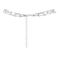 Chic Polished Multi-Strand Metal Links Chain Necklace, 21"+3" Extender (Silver Tone)