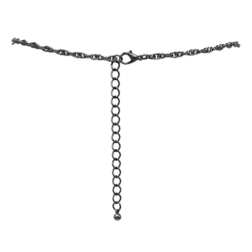 Vintage Vibes Beautiful Twisted Long Hematite Chain With Statement Victorian Cameo Pendant Necklace, 30"+3" Extender