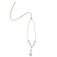 Rosemarie Collections Women's Dramatic Y Backdrop Style Crystal Rhinestone Adjustable Bolo Slide Bridal Necklace, 36" (Gold Tone Marquis Leaf)