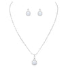 Rosemarie & Jubalee Women's Made In Italy Dainty Sterling Silver Serpentine Chain With Opal Necklace Pendant And Post Drop Earrings Gift Set,18"