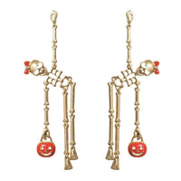 Spooktacular Dancing Skeletons Halloween Earrings (Gold Tone)