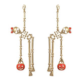 Spooktacular Dancing Skeletons Halloween Earrings (Gold Tone)