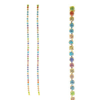 Crystal Rhinestone Extra Long Strand Shoulder Duster Drop Earrings (Multicolored Crystal Gold Tone/Single Strand)