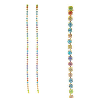 Crystal Rhinestone Extra Long Strand Shoulder Duster Drop Earrings, 2.5mm, 5" (Multicolored Crystal Gold Tone/Single Strand)