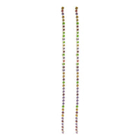 Crystal Rhinestone Extra Long Strand Shoulder Duster Drop Earrings (2.5mm, 5", Single Strand Multicolored Crystal Silver Tone)