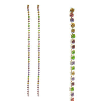 Crystal Rhinestone Extra Long Strand Shoulder Duster Drop Earrings (2.5mm, 5", Single Strand Multicolored Crystal Silver Tone)