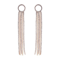 Rosemarie Collections Women's Crystal Rhinestone Cascading Extra Long Fringe Drop Earrings, 4" (Gold Tone)