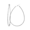 Dazzling Open Teardrop Crystal Hoop Hypoallergenic Post Earrings, 2.12" (Clear Crystal/Silver Tone)