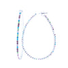 Dazzling Open Teardrop Crystal Hoop Hypoallergenic Post Earrings, 2.12" (Pastel Multicolor/Silver Tone)