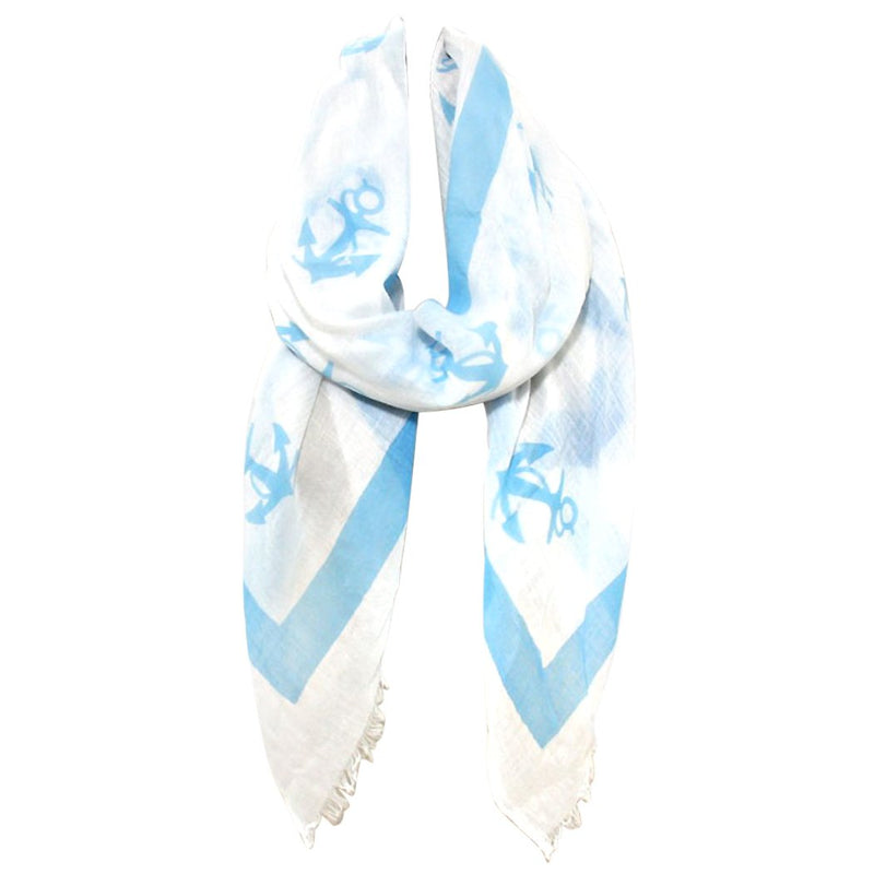 Ships Ahoy Nautical Anchor Fashion Wrap Scarf, 72"