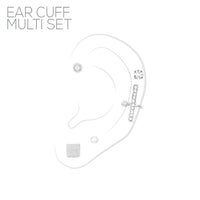 Trendy Fun Ear Cuff Hypoallergenic Stud Earring Multi-pack Set (Silver Tone 5 Piece Bar Cuff)