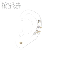 Trendy Fun Ear Cuff Hypoallergenic Stud Earring Multi-pack Set (Gold Tone 4 Piece Double Cuff)