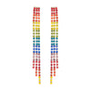 Sparkling Rainbow Crystal Rhinestone Strand Shoulder Duster Hypoallergenic Statement Earrings, 3.36" (Triple Strand)