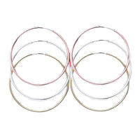 Set Of 3 Gold Copper Silver Tone Chic Endless Open Wire Hoop Hypoallergenic Post Earrings, 40mm