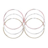 Set Of 3 Gold Copper Silver Tone Chic Endless Open Wire Hoop Hypoallergenic Post Earrings, 40mm