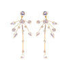Dramatic Polished Gold Tone Dangling Crystal Sunburst Hypoallergenic Post Earrings, 3"