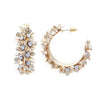 Stunning Polished Gold Tone And Crystal Rhinestone 3D Flower Covered Hypoallergenic Hoop Earrings, 30mm