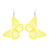 Whimsical Sunshine Yellow Coated Textured Metal Cutout Butterfly Earrings, 2.5