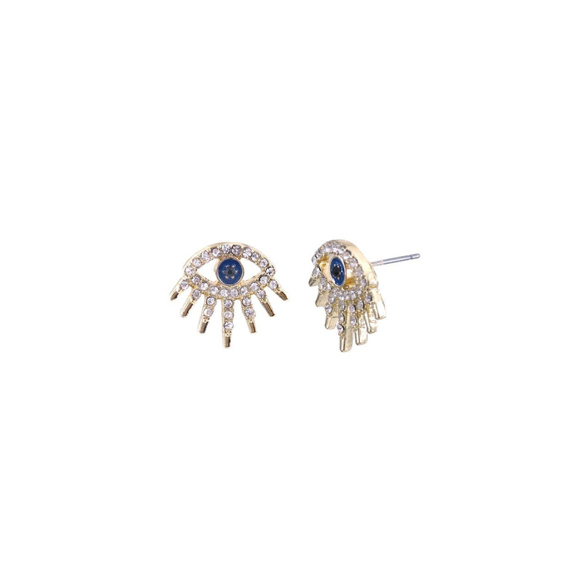 Crystal Pave Covered Protective Talisman Evil Eye Hamsa Hypoallergenic Post Back Stud Earrings, 0.75"