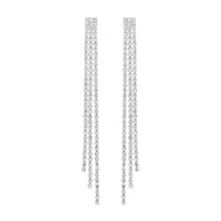 Stunning Crystal Rhinestone Triple Strand Shoulder Duster Hypoallergenic Post Earrings, 3.5"