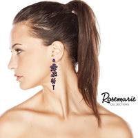 Women's Crystal Rhinestone Bubble Dangle Statement Earrings (Jet Black)