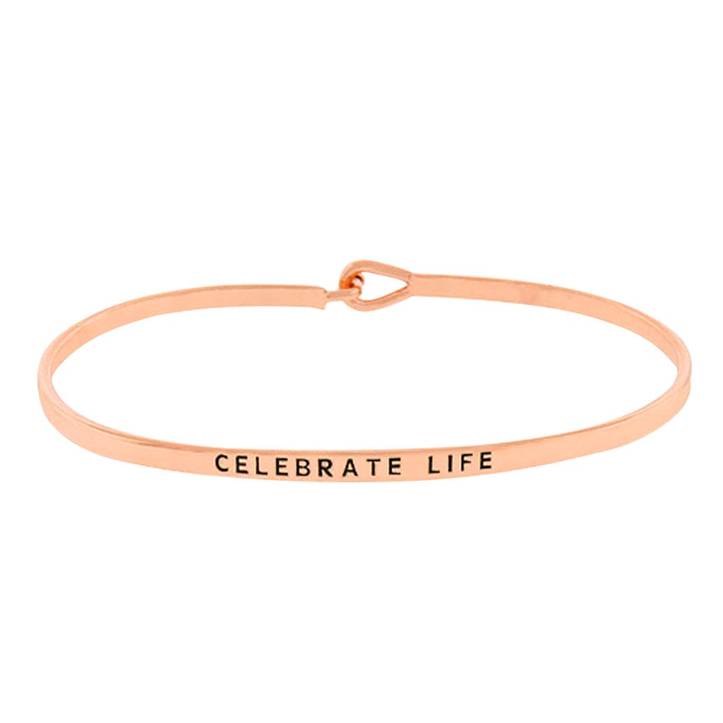Thin Hook Bangle Bracelet Celebrate Life Congratulations (Rose Gold) –  Rosemarie Collections