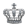 Sparkling Crystal Rhinestone Regal Queens Crown Petite Lapel Pin Brooch (1.75", Clear Crystal Silver Tone)