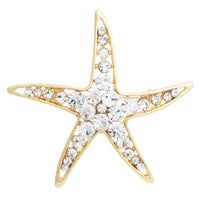 Stunning Glass Crystal Starfish Brooch Lapel Pin, 2"