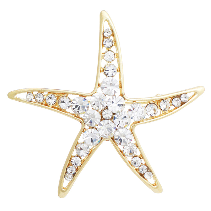 Stunning Glass Crystal Starfish Brooch Lapel Pin, 2